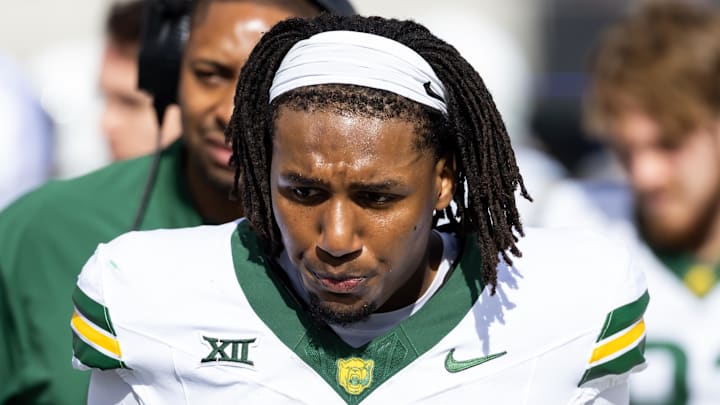 Nov 22, 2025; Tucson, Arizona, USA; Baylor Bears wide receiver Josh Cameron (34) against the Arizona Wildcats at Casino Del Sol Stadium.  