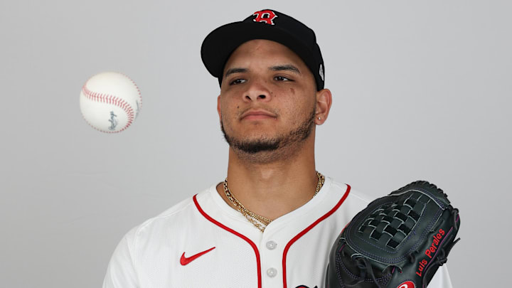 Feb 18, 2025; Lee County, FL, USA; Boston Red Sox pitcher Luis Perales (93) participates in media day at JetBlue Park at Fenway South. Mandatory Credit: Nathan Ray Seebeck-Imagn Images Feb 18, 2025; Lee County, FL, USA; Boston Red Sox pitcher Luis Perales (93) participates in media day at JetBlue Park at Fenway South. Mandatory Credit: Nathan Ray Seebeck-Imagn Images