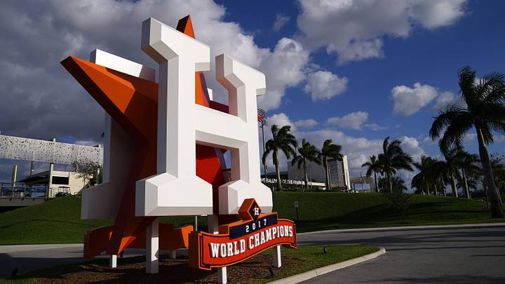 A general view of the Houston Astros logo. A general view of the Houston Astros logo.