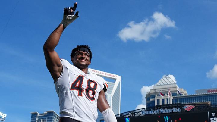 Linebacker D'Marco Jackson  walks off the field after the Bears' opening win over Carolina.