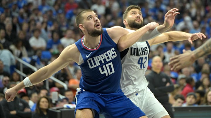  Apr 21, 2024; Los Angeles, California, USA; Los Angeles Clippers center Ivica Zubac (40) and Dallas