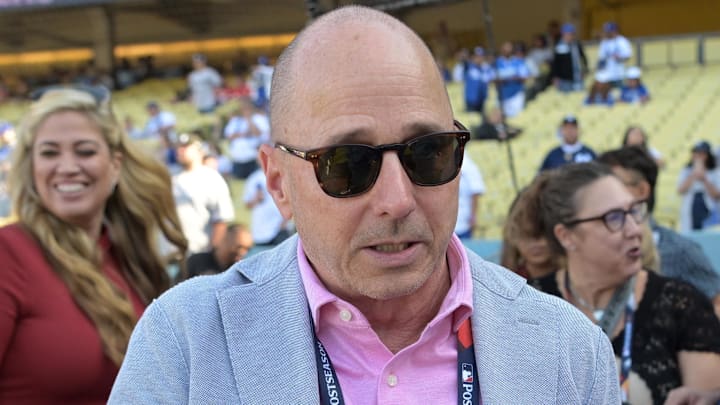 Oct 25, 2024; Los Angeles, California, USA; New York Yankees general manager Brian Cashman before game one against the Los Angeles Dodgers the 2024 MLB World Series at Dodger Stadium Oct 25, 2024; Los Angeles, California, USA; New York Yankees general manager Brian Cashman before game one against the Los Angeles Dodgers the 2024 MLB World Series at Dodger Stadium