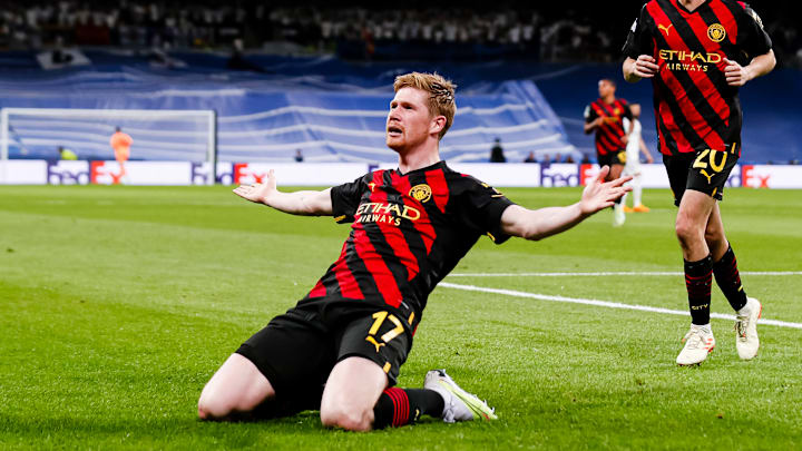Kevin De Bruyne scored Manchester City's equaliser against Real Madrid in the Champions League semi-final Kevin De Bruyne scored Manchester City's equaliser against Real Madrid in the Champions League semi-final