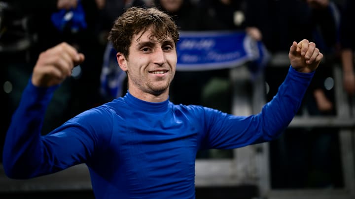 Tommaso Baldanzi of Empoli FC celebrates at the end of the...