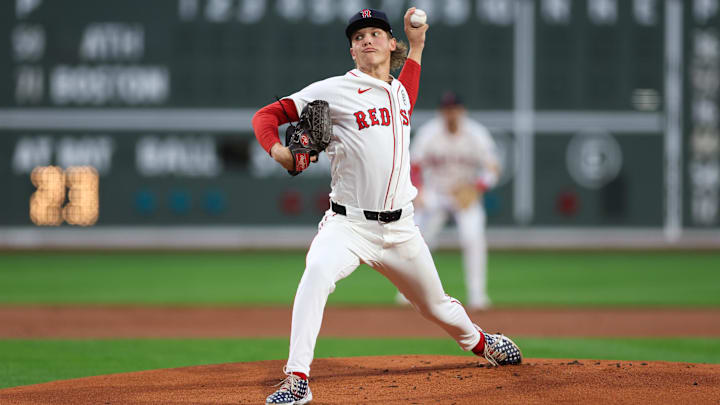 Sep 16, 2025; Boston, Massachusetts, USA; Boston Red Sox starting pitcher Connelly Early (71) delivers a pitch during the first inning against the Athletics at Fenway Park. Mandatory Credit: Paul Rutherford-Imagn Images
