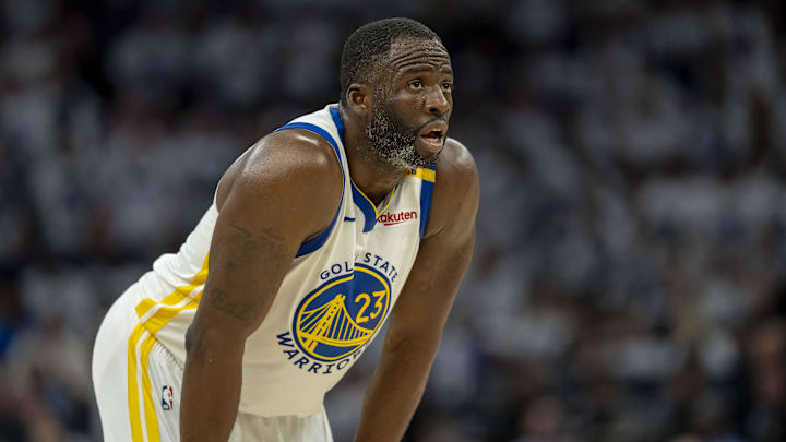 May 8, 2025; Minneapolis, Minnesota, USA; Golden State Warriors forward Draymond Green (23) looks on against the Minnesota Timberwolves in the second half during game two of the second round for the 2025 NBA Playoffs at Target Center. Mandatory Credit: Jesse Johnson-Imagn Images May 8, 2025; Minneapolis, Minnesota, USA; Golden State Warriors forward Draymond Green (23) looks on against the Minnesota Timberwolves in the second half during game two of the second round for the 2025 NBA Playoffs at Target Center. Mandatory Credit: Jesse Johnson-Imagn Images