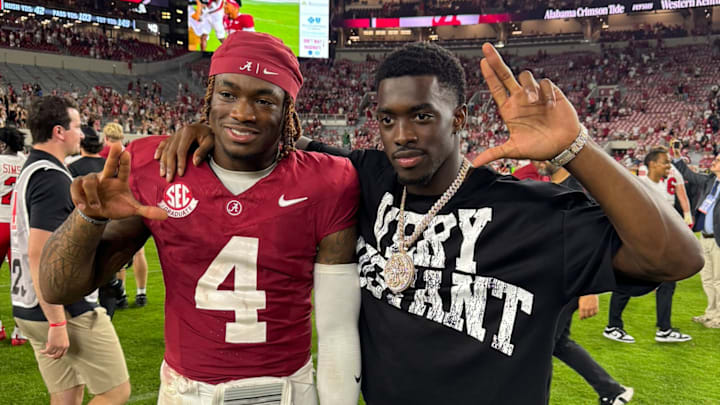 Alabama quarterback Jalen Milroe and Detroit Lions cornerback Terrion Arnold