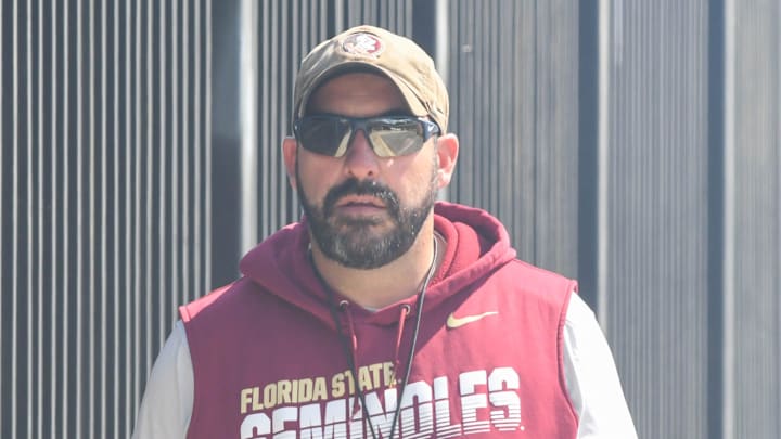 Florida State football and coaches players arrive for the 10th FSU spring football practice of the 2023 season on Tuesday, April 4, 2023.

John Papuchis 1 Of 1