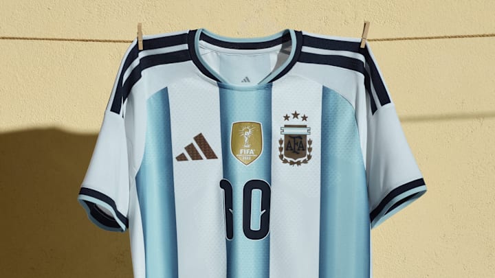 Reigning champions Argentina have unveiled their home shirt.