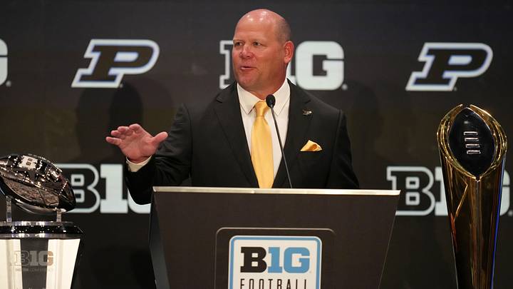 Purdue head coach Barry Odom speaks to the media.