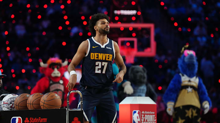 Feb 14, 2026; Los Angeles, CA, USA; Denver Nuggets guard Jamal Murray (27) competes in the three point contest during the 2026 NBA All Star Saturday Night at Intuit Dome. Mandatory Credit: Kirby Lee-Imagn Images Feb 14, 2026; Los Angeles, CA, USA; Denver Nuggets guard Jamal Murray (27) competes in the three point contest during the 2026 NBA All Star Saturday Night at Intuit Dome. Mandatory Credit: Kirby Lee-Imagn Images