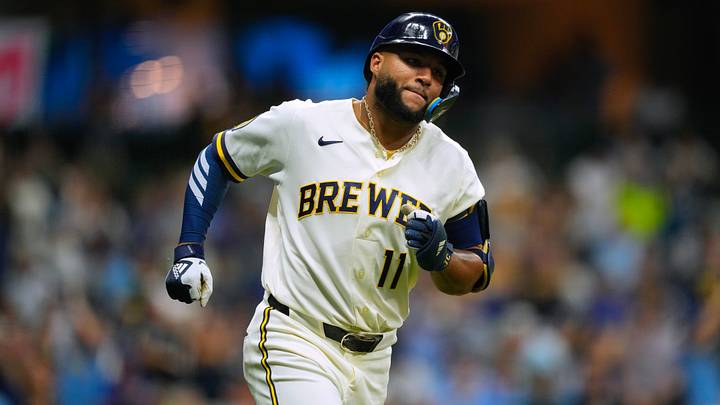 Sep 9, 2026; Milwaukee, Wisconsin, USA;  Milwaukee Brewers left fielder Jackson Chourio (11) during the game against the Chicago Cubs at American Family Field. Mandatory Credit: Jeff Hanisch-Imagn Images
