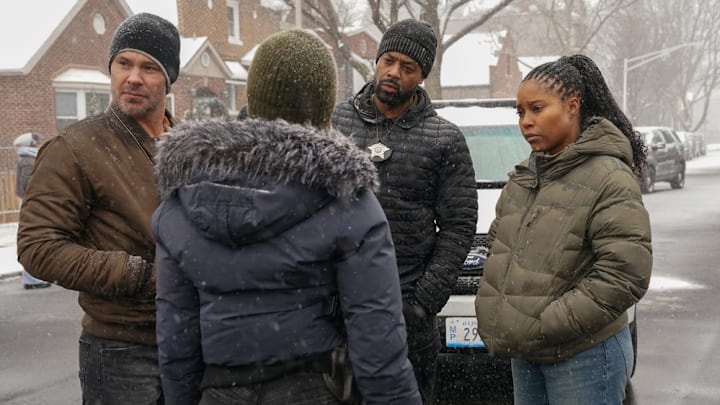 CHICAGO P.D. -- "Demons" Episode 12018 -- Pictured: (l-r) Patrick John Flueger as Officer Adam Ruzek, LaRoyce Hawkins as Officer Kevin Atwater, Toya Turner as Kiana Cook -- (Photo by: Elizabeth Sisson/NBC)