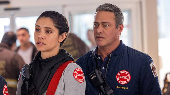 CHICAGO MED -- "Reckoning, Part 2" Episode 1117 -- Pictured: (l-r) Miranda Rae Mayo as Stella Kidd, Taylor Kinney as Kelly Severide CHICAGO MED -- "Reckoning, Part 2" Episode 1117 -- Pictured: (l-r) Miranda Rae Mayo as Stella Kidd, Taylor Kinney as Kelly Severide