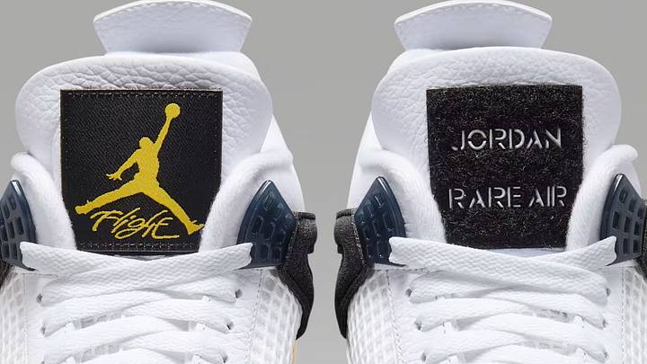 The Air Jordan 4 "Rare Air - Tour Yellow" colorway. The Air Jordan 4 "Rare Air - Tour Yellow" colorway.
