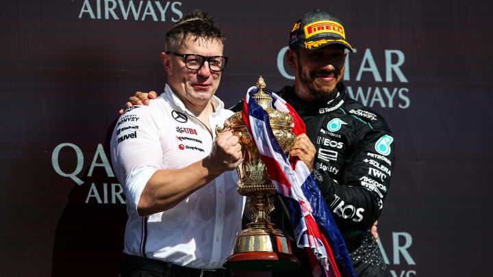 2024 British Grand Prix, Sunday - Jiri Krenek - Peter Bonnington and Lewis Hamilton 2024 British Grand Prix, Sunday - Jiri Krenek - Peter Bonnington and Lewis Hamilton
