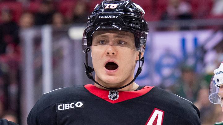 Apr 4, 2026; Ottawa, Ontario, CAN; Ottawa Senators center Tim Stutzle (18) and Minnesota Wild left wing Kirill Kaprizov (97) make contact in the first period at the Canadian Tire Centre. Mandatory Credit: Marc DesRosiers-IMAGN Images Apr 4, 2026; Ottawa, Ontario, CAN; Ottawa Senators center Tim Stutzle (18) and Minnesota Wild left wing Kirill Kaprizov (97) make contact in the first period at the Canadian Tire Centre. Mandatory Credit: Marc DesRosiers-IMAGN Images