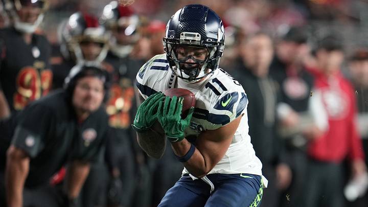 Seattle Seahawks wide receiver Jaxon Smith-Njigba (11) makes a catch against the San Francisco 49ers. Seattle Seahawks wide receiver Jaxon Smith-Njigba (11) makes a catch against the San Francisco 49ers.