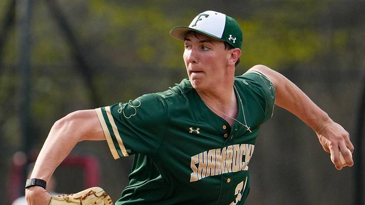 Bishop Feehan’s Brody Bumila starts against St. John’s April 16 in Shrewsbury. Bishop Feehan’s Brody Bumila starts against St. John’s April 16 in Shrewsbury.