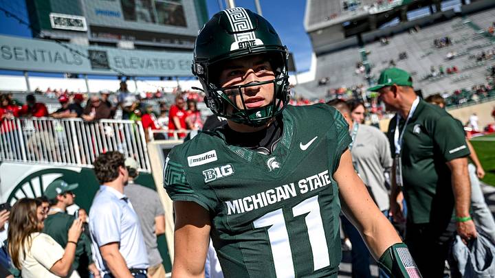 Michigan State’s Alessio Milivojevic takes the field before the football game against Nebraska on Saturday, Sept. 26, 2026, in East Lansing.