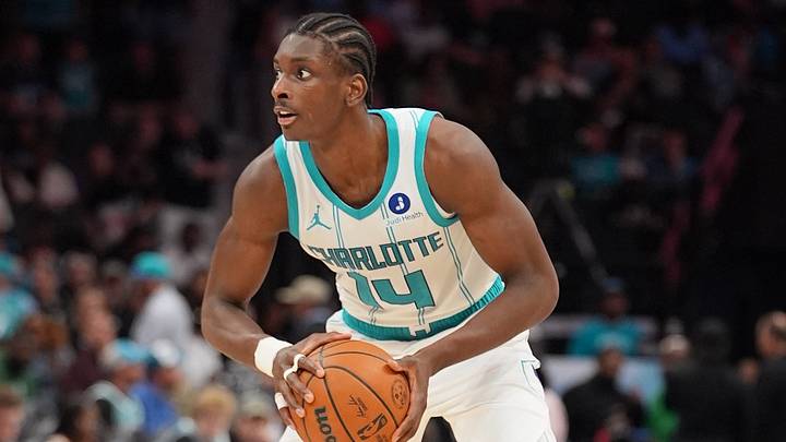 Apr 14, 2026; Charlotte, North Carolina, USA; Charlotte Hornets forward Moussa Diabate (14) handles the ball during the second half during the play-in rounds between the Charlotte Hornets and the Miami Heat of the 2026 NBA Playoffs at Spectrum Center. Mandatory Credit: Jim Dedmon-Imagn Images Apr 14, 2026; Charlotte, North Carolina, USA; Charlotte Hornets forward Moussa Diabate (14) handles the ball during the second half during the play-in rounds between the Charlotte Hornets and the Miami Heat of the 2026 NBA Playoffs at Spectrum Center. Mandatory Credit: Jim Dedmon-Imagn Images