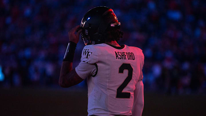 Robby Ashford (2) during pregame against the Virginia Cavaliers, Nov. 8, 2025.