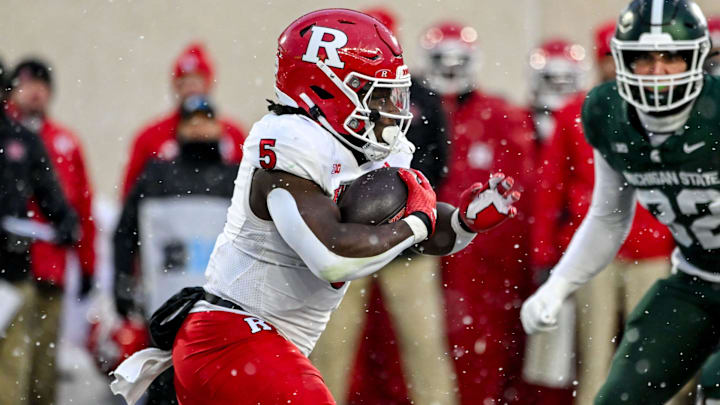 Rutgers' Kyle Monangai runs for a gain against Michigan State during the second quarter on Saturday, Nov. 30, 2024, at Spartan Stadium in East Lansing.