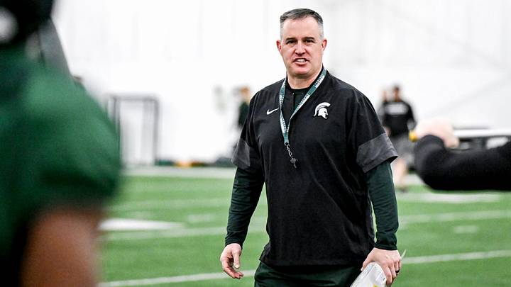 Michigan State's head coach Pat Fitzgerald instructs players during spring football practice on Tuesday, March 24, 2026, in East Lansing. Michigan State's head coach Pat Fitzgerald instructs players during spring football practice on Tuesday, March 24, 2026, in East Lansing.