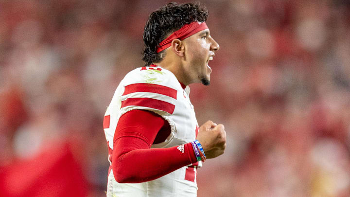 Husker quarterback Dylan Raiola, who's thrown for 4,819 passing yards in 22 games at Nebraska.