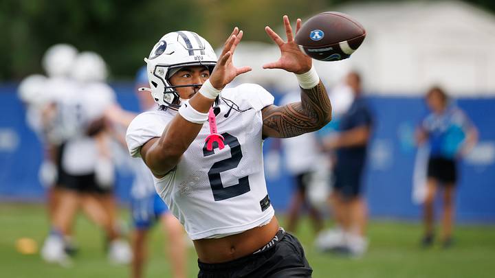 BYU tight end Roger Saleapaga at Fall Camp BYU tight end Roger Saleapaga at Fall Camp