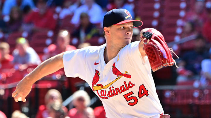 Sep 7, 2025; St. Louis, Missouri, USA; St. Louis Cardinals pitcher Sonny Gray (54) throws against the San Francisco Giants at Busch Stadium. Mandatory Credit: Tim Vizer-Imagn Images Sep 7, 2025; St. Louis, Missouri, USA; St. Louis Cardinals pitcher Sonny Gray (54) throws against the San Francisco Giants at Busch Stadium. Mandatory Credit: Tim Vizer-Imagn Images