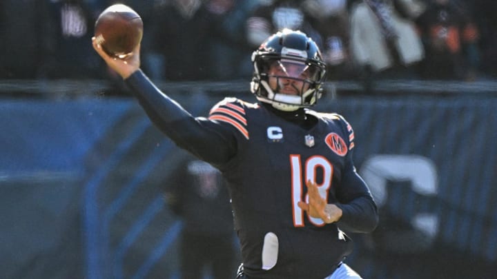Bears quarterback Caleb Williams throws a pass during the first quarter against the Browns last week.