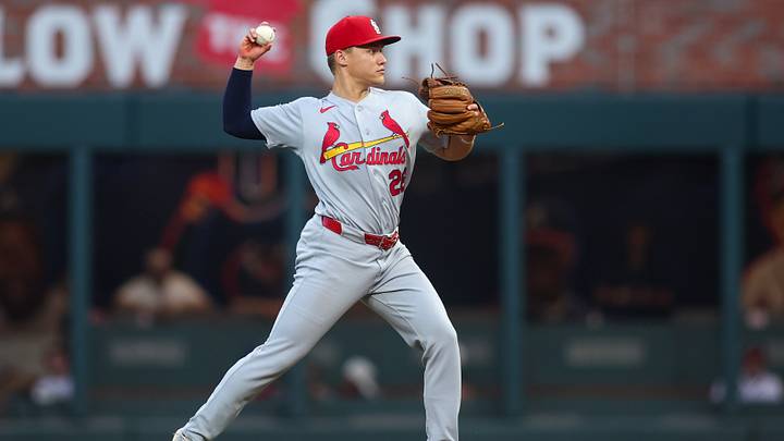 Jul 2, 2026; Atlanta, Georgia, USA; St. Louis Cardinals second baseman JJ Wetherholt (26) throws a runner out at first against the Atlanta Braves in the first inning at Truist Park. Mandatory Credit: Brett Davis-Imagn Images Jul 2, 2026; Atlanta, Georgia, USA; St. Louis Cardinals second baseman JJ Wetherholt (26) throws a runner out at first against the Atlanta Braves in the first inning at Truist Park. Mandatory Credit: Brett Davis-Imagn Images