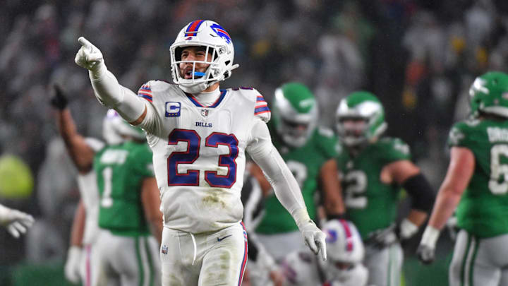 Nov 26, 2023; Philadelphia, Pennsylvania, USA; Buffalo Bills safety Micah Hyde (23) against the Nov 26, 2023; Philadelphia, Pennsylvania, USA; Buffalo Bills safety Micah Hyde (23) against the