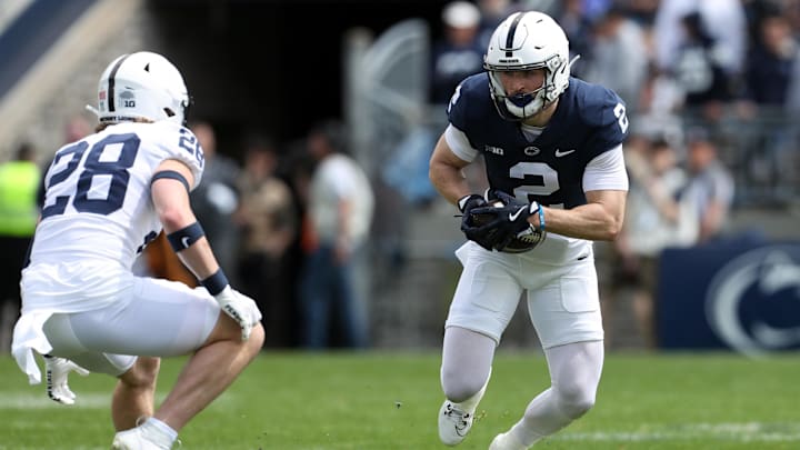 Penn State Nittany Lions wide receiver Liam Clifford (2) runs with the ball during the first quarter of the Blue-White spring game at Beaver Stadium.