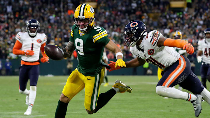 Packers wide receiver Christian Watson hit the Bears' secondary for two big plays that resulted in TDs and they had one more. Packers wide receiver Christian Watson hit the Bears' secondary for two big plays that resulted in TDs and they had one more.