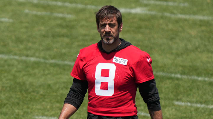 Aaron Rodgers during the Jets OTA.