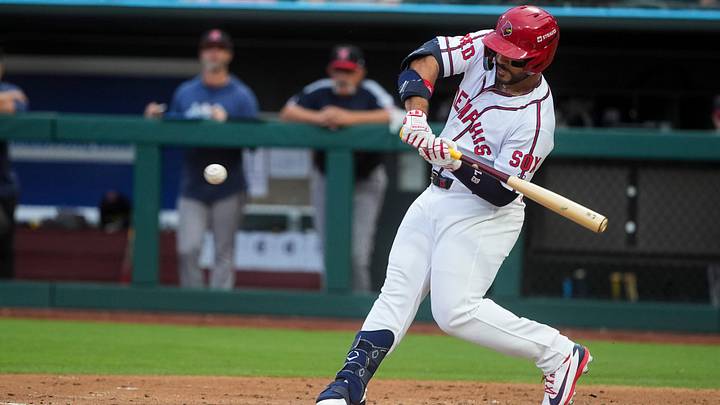 Memphis’ Leo Bernal (13) swings at a pitch during the game between the Memphis Redbirds and Nashville Sounds at AutoZone Park in Memphis, Tenn., on June 19, 2026. Memphis defeated Nashville 4-1.