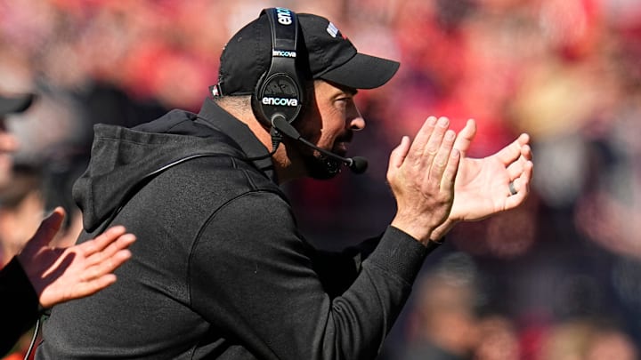 Ohio State Buckeyes head coach Ryan Day applauds his defense during the second half of the NCAA football game against the Nebraska Cornhuskers at Ohio Stadium in Columbus on Saturday, Oct. 26, 2024. Ohio State won 21-17. Ohio State Buckeyes head coach Ryan Day applauds his defense during the second half of the NCAA football game against the Nebraska Cornhuskers at Ohio Stadium in Columbus on Saturday, Oct. 26, 2024. Ohio State won 21-17.