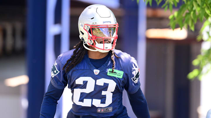 Jun 10, 2024; Foxborough, MA, USA; New England Patriots safety Kyle Dugger (23) walks to the practice fields for minicamp at Gillette Stadium. Jun 10, 2024; Foxborough, MA, USA; New England Patriots safety Kyle Dugger (23) walks to the practice fields for minicamp at Gillette Stadium.