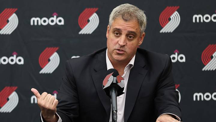 Jun 25, 2026; Portland, OR, USA;  Portland Trail Blazers head coach Micah Nori answers questions from the press conference at the Trail Blazers Practice Facility. Mandatory Credit: Jaime Valdez-Imagn Images