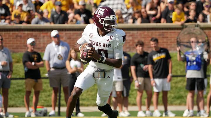 Texas A&M Aggies quarterback Marcel Reed (10) drops back to pass against the Missouri Tigers during the first half of the game at Faurot Field at Memorial Stadium. Texas A&M Aggies quarterback Marcel Reed (10) drops back to pass against the Missouri Tigers during the first half of the game at Faurot Field at Memorial Stadium.