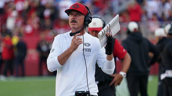 Aug 13, 2026; Santa Clara, California, USA; San Francisco 49ers head coach Kyle Shanahan watches the scoreboard prior to a game against the Tennessee Titans at Levi's Stadium. Mandatory Credit: David Gonzales-Imagn Images Aug 13, 2026; Santa Clara, California, USA; San Francisco 49ers head coach Kyle Shanahan watches the scoreboard prior to a game against the Tennessee Titans at Levi's Stadium. Mandatory Credit: David Gonzales-Imagn Images