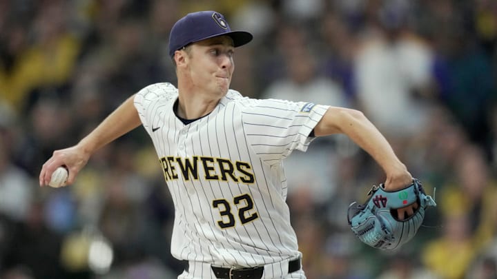 Milwaukee Brewers pitcher Jacob Misiorowski (32) throws during the first inning of their game against the Pittsburgh Pirates Saturday, April 25, 2026 at American Family Field in Milwaukee, Wisconsin.