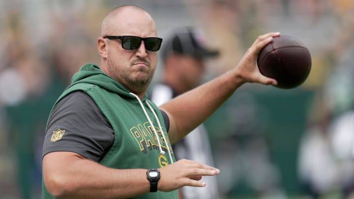 Green Bay Packers offensive coordinator Adam Stenavich is shown before their preseason game against there Seattle Seahawks Saturday, August 23, 2025 at Lambeau Field in Green Bay, Wisconsin. Green Bay Packers offensive coordinator Adam Stenavich is shown before their preseason game against there Seattle Seahawks Saturday, August 23, 2025 at Lambeau Field in Green Bay, Wisconsin.