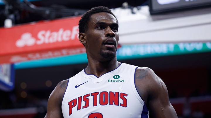 Apr 22, 2026; Detroit, Michigan, USA; Detroit Pistons center Jalen Duren (0) reacts during the second half against the Orlando Magic during game two of the first round of the 2026 NBA Playoffs at Little Caesars Arena. Mandatory Credit: Rick Osentoski-Imagn Images