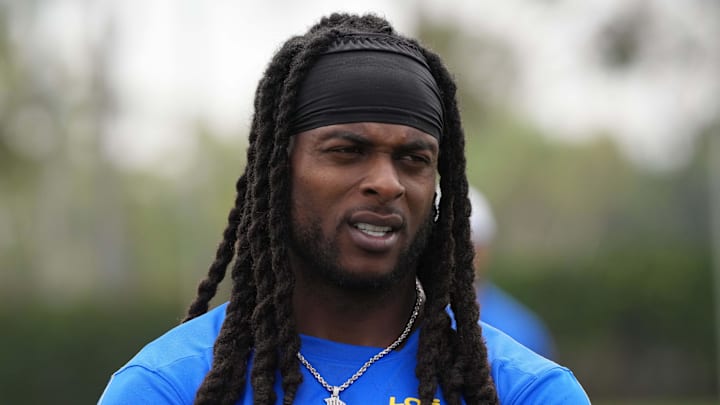 Aug 14, 2025; Carson, CA, USA; Los Angeles Rams wide receiver Davante Adams (17) during a joint practice against the New Orleans Saints at the Dignity Health Sports Park. Mandatory Credit: Kirby Lee-Imagn Images Aug 14, 2025; Carson, CA, USA; Los Angeles Rams wide receiver Davante Adams (17) during a joint practice against the New Orleans Saints at the Dignity Health Sports Park. Mandatory Credit: Kirby Lee-Imagn Images