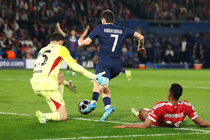 Giorgi Mamardashvili challenges for the ball Giorgi Mamardashvili challenges for the ball