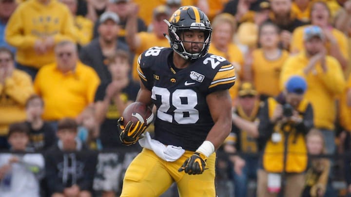 Iowa junior running back Toren Young runs the ball upfield against Middle Tennessee at Kinnick Stadium on Saturday, Sept. 28, 2019, in Iowa City.

20190927 Iowavsmt