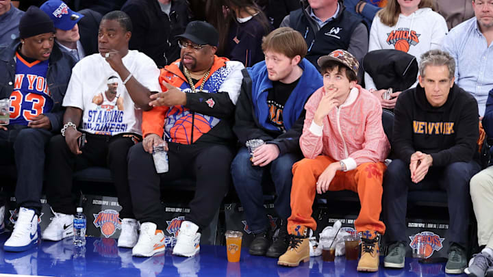 Celeb row at a Knicks playoff game.